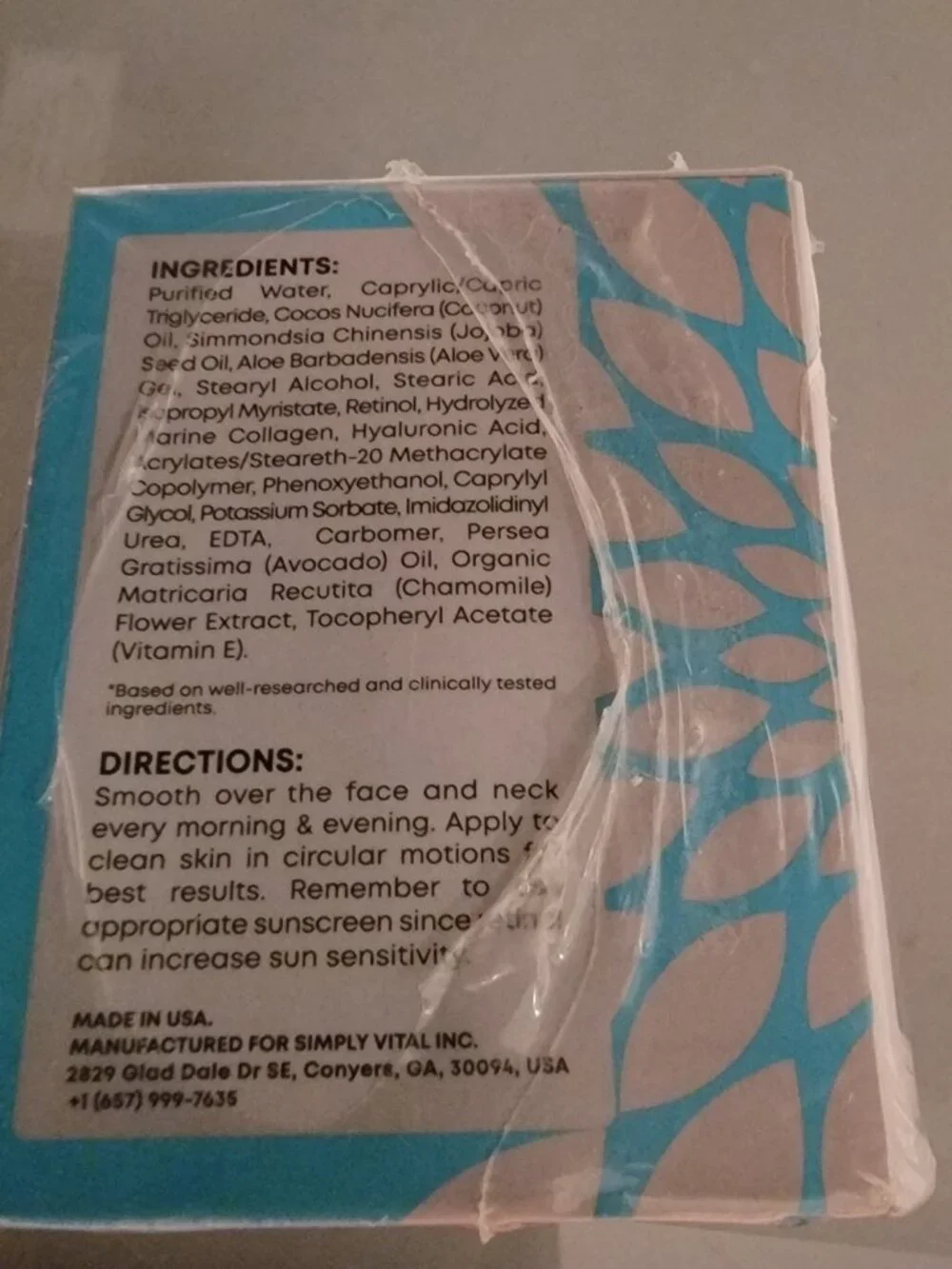 Simply Vital Collagen, Retinol‎ & Hyaluronic Acid Moisturizer NIB